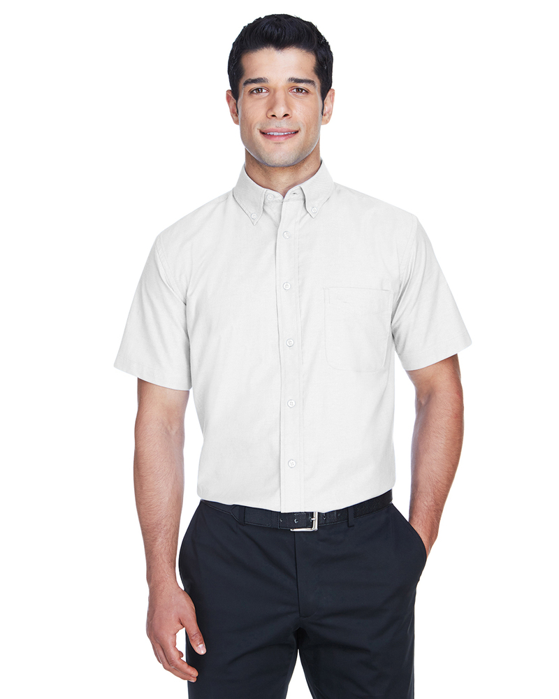 harriton m600s men's short-sleeve oxford with stain-release Front Fullsize