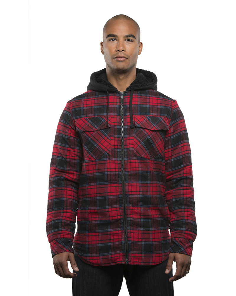 Burnside B8620 Men's Hooded Flannel Jacket Front Fullsize"