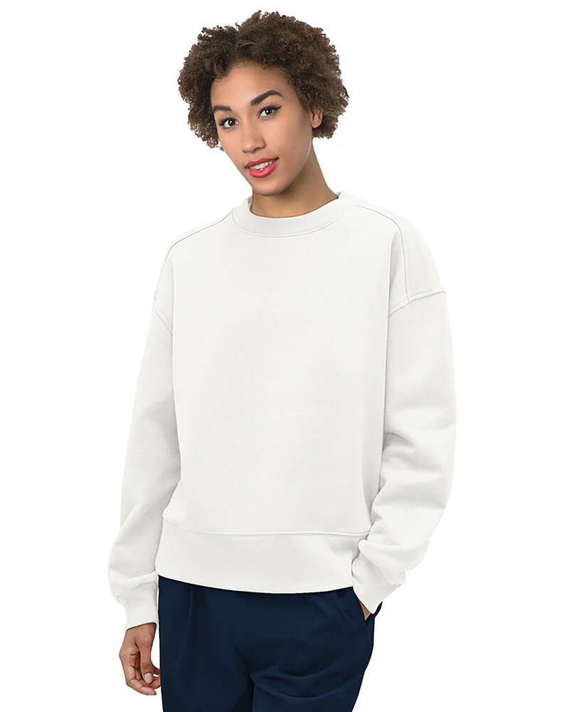 bayside 7702ba ladies' crewneck fleece Front Fullsize