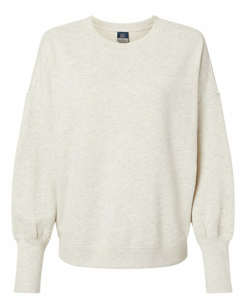 mv sport w22712 women's sueded fleece crewneck sweatshirt Front Fullsize