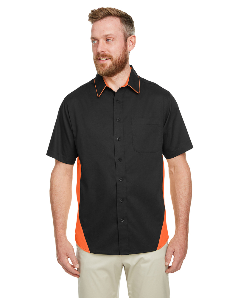 harriton m586 men's flash il colorblock short sleeve shirt Front Fullsize