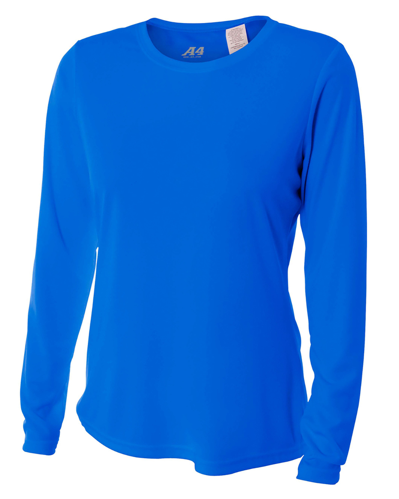 a4 nw3002 ladies' long sleeve cooling performance crew shirt Front Fullsize