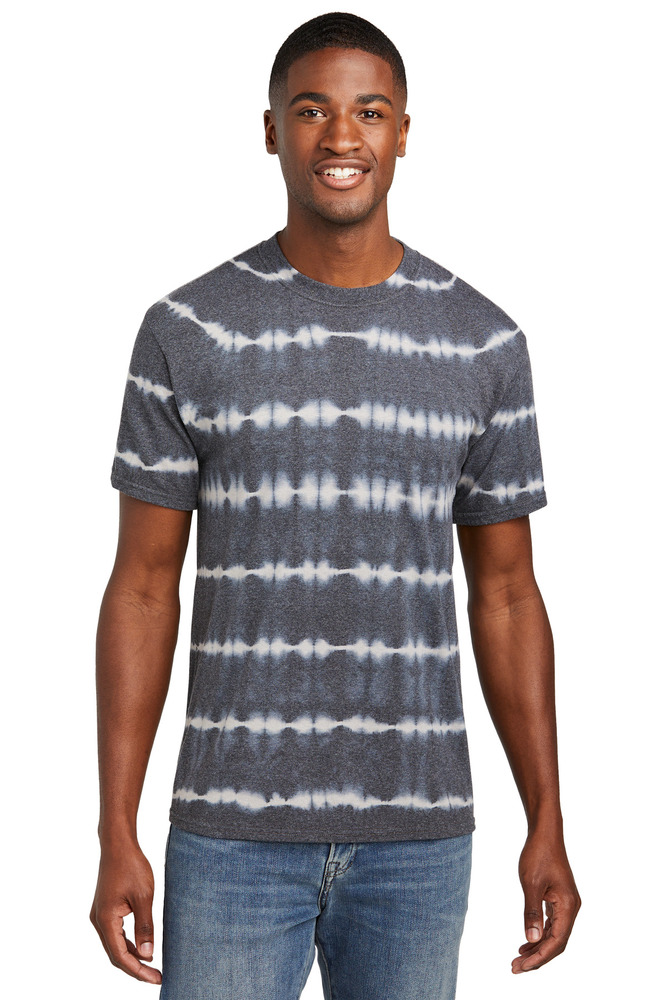 Port & Company PC142 Allover Stripe Tie-Dye Tee Front Fullsize"