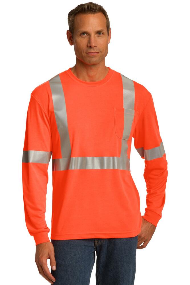 CornerStone CS401LS ANSI 107 Class 2 Long Sleeve Safety T-Shirt Front Fullsize"