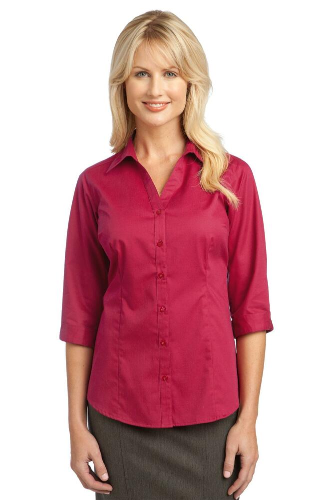 port authority l6290 improved ladies 3/4-sleeve blouse Front Fullsize