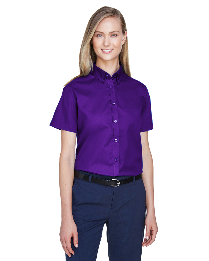 core 365 78194 ladies' optimum short-sleeve twill shirt Front Fullsize