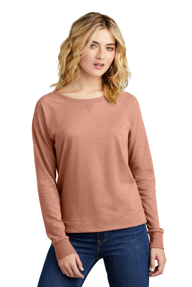 District DT672 Women's Featherweight French Terry ™ Long Sleeve Crewneck Front Fullsize"