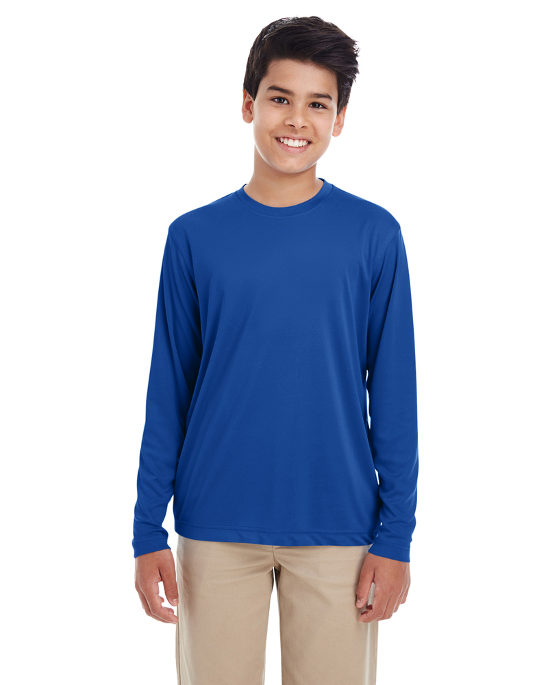 ultraclub 8622y youth cool & dry performance long-sleeve top Front Fullsize
