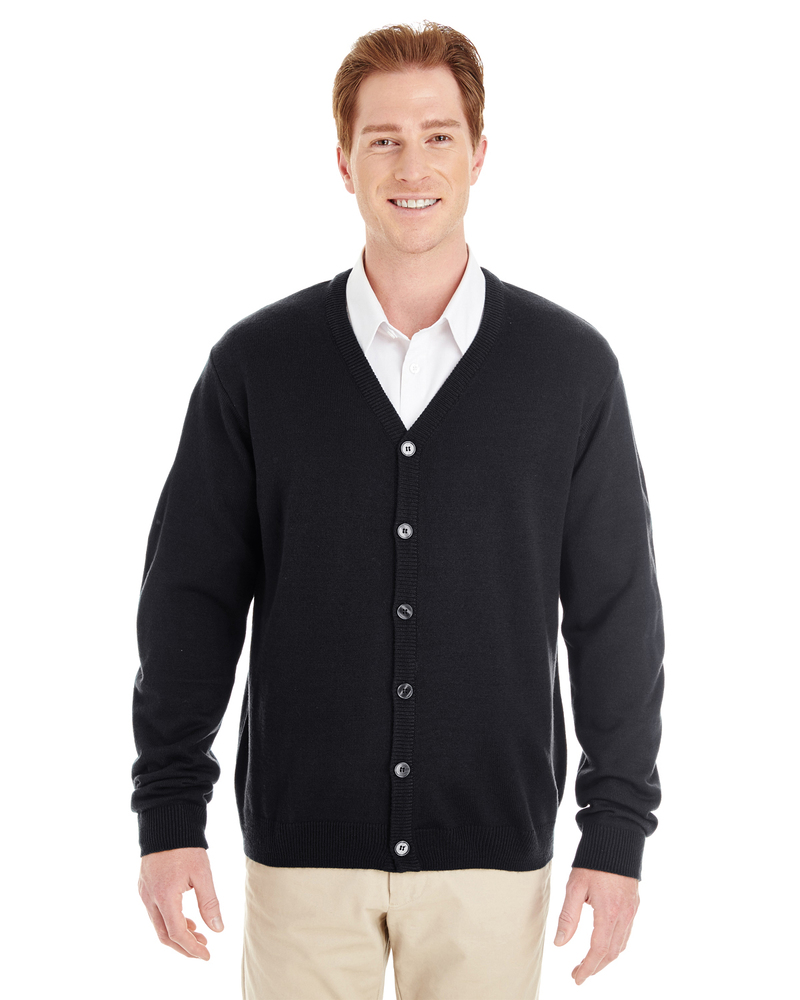Harriton M425 Men's Pilbloc™ V-Neck Button Cardigan Sweater Front Fullsize"