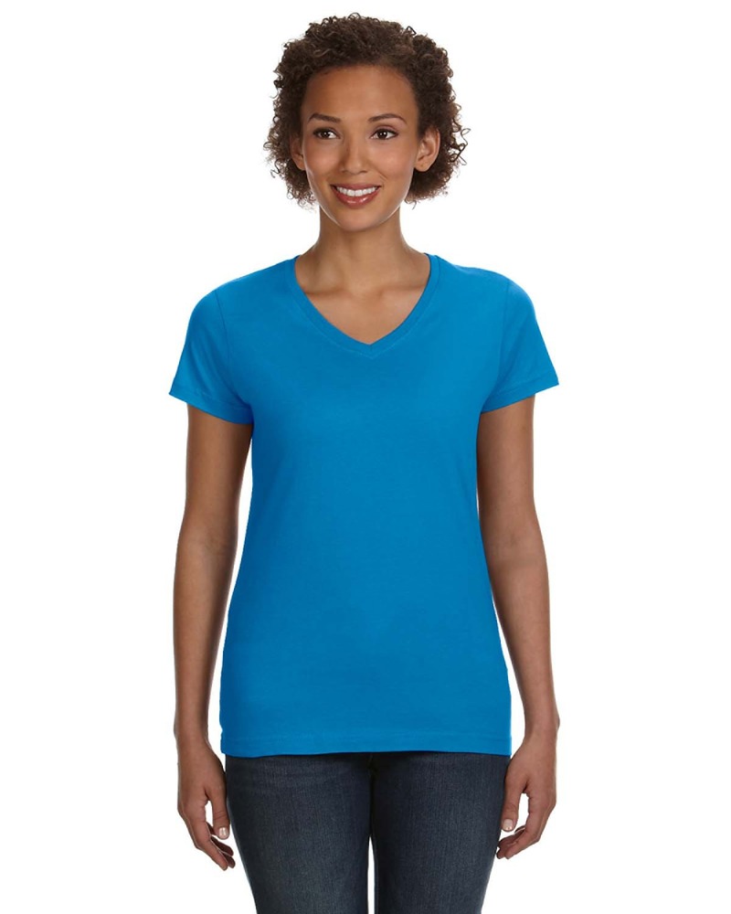 lat 3507 ladies' v-neck fine jersey t-shirt Front Fullsize