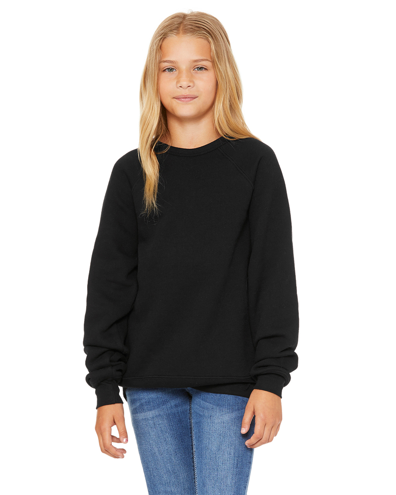 bella + canvas 3901y youth sponge fleece raglan sweatshirt Front Fullsize