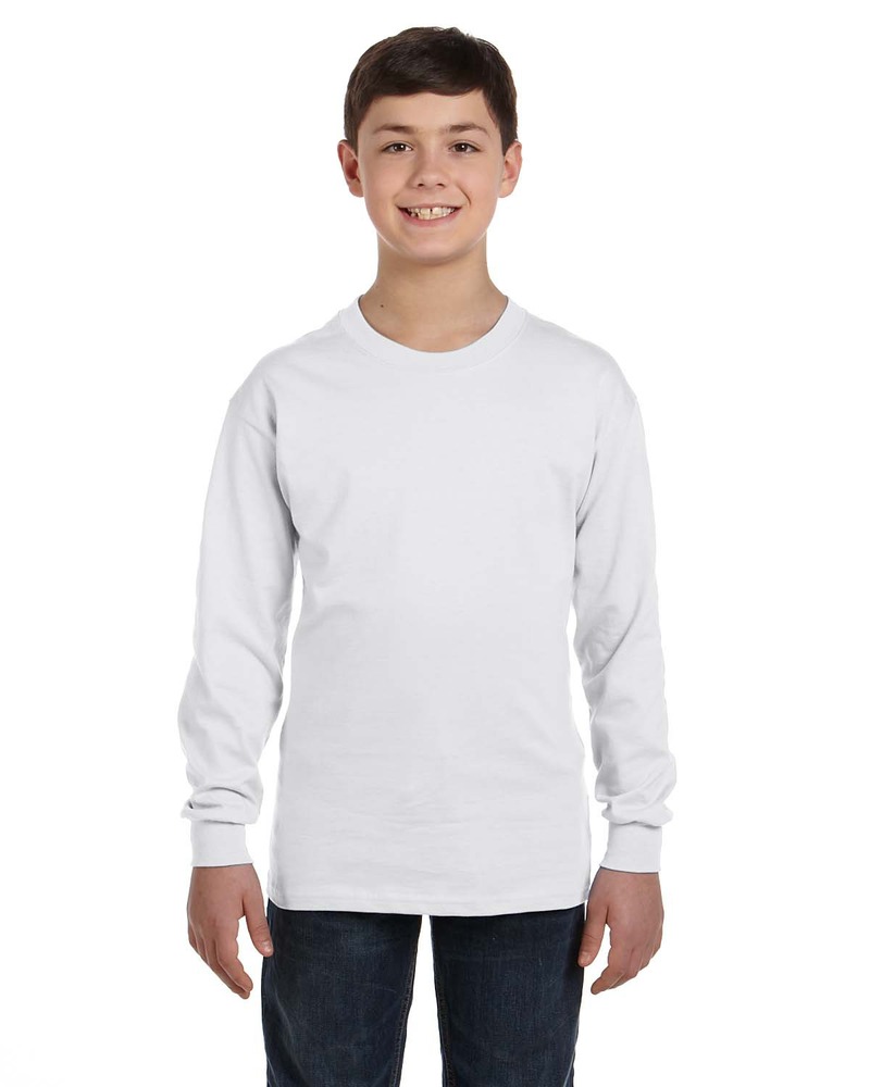 hanes 5546 youth 6.1 oz. authentic-t ® long-sleeve t-shirt Front Fullsize