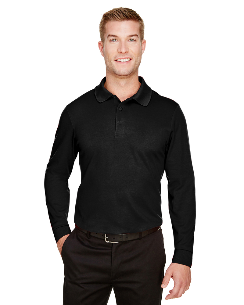devon & jones dg20l crownlux performance™ men's plaited long sleeve polo Front Fullsize
