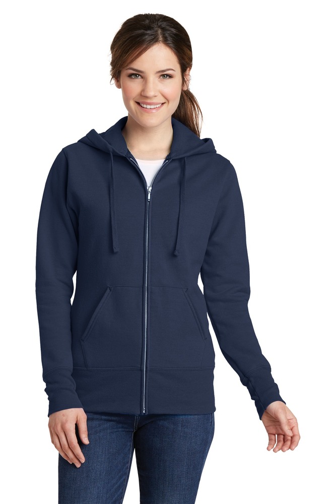 Port & Company LPC78ZH Ladies Core Fleece Full-Zip Hooded Sweatshirt Front Fullsize"