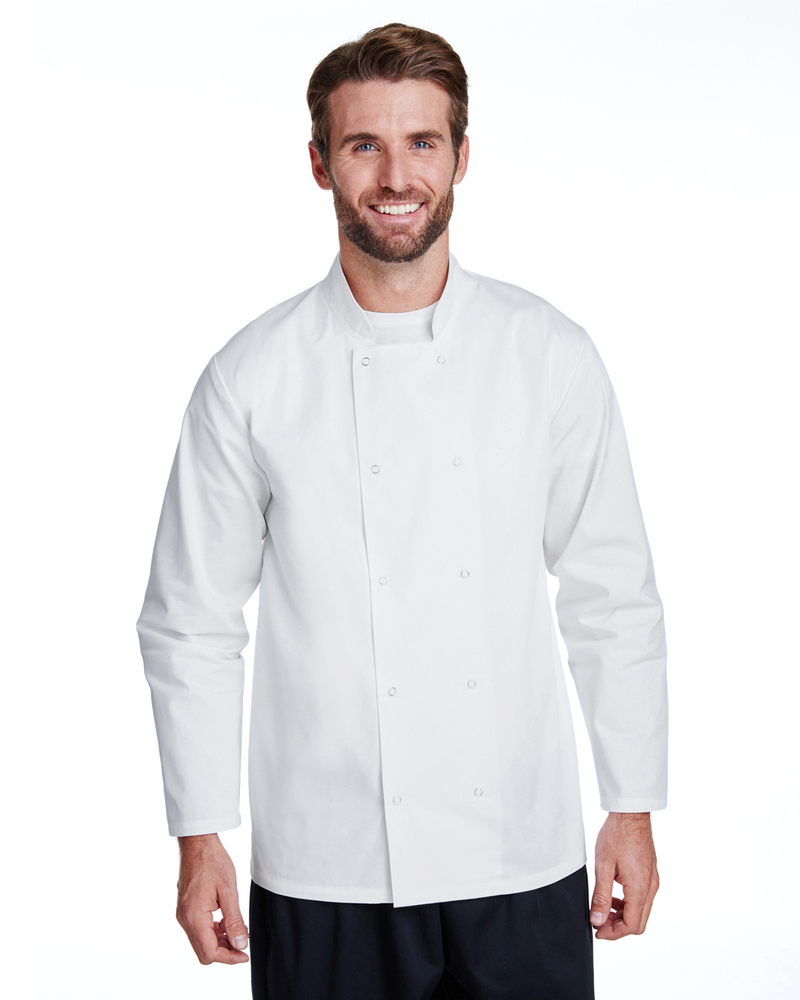 artisan collection by reprime rp665 unisex studded front long-sleeve chef's jacket Front Fullsize