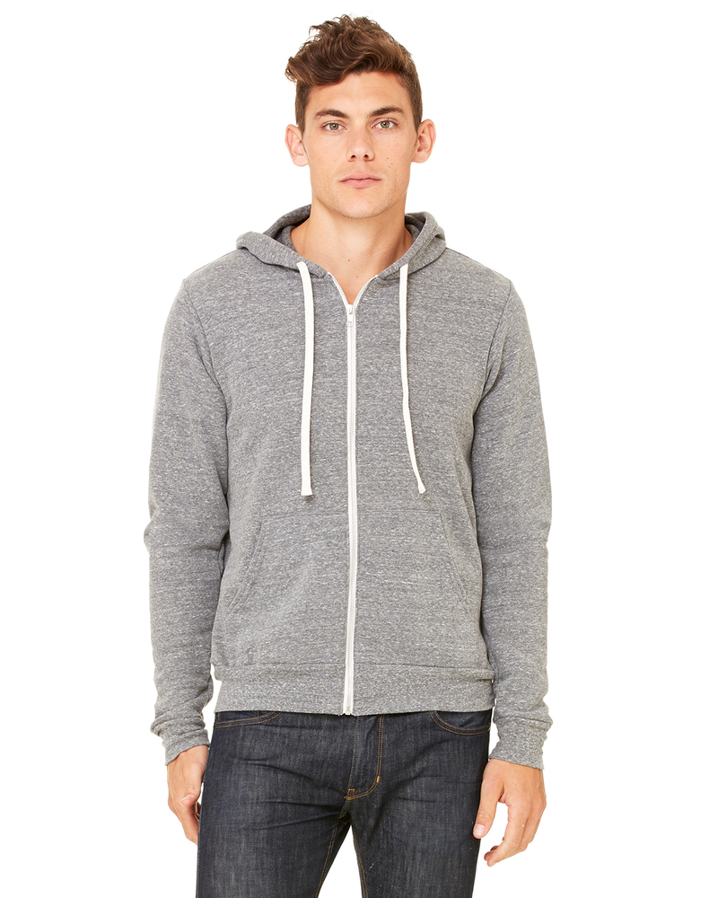 Bella + Canvas 3909 Unisex Triblend Sponge Fleece Full-Zip Hoodie Front Fullsize"