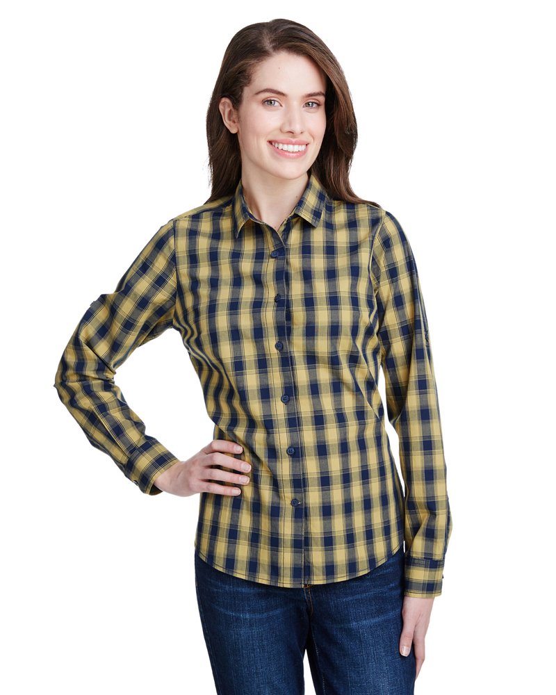 artisan collection by reprime rp350 ladies' mulligan check long-sleeve cotton shirt Front Fullsize