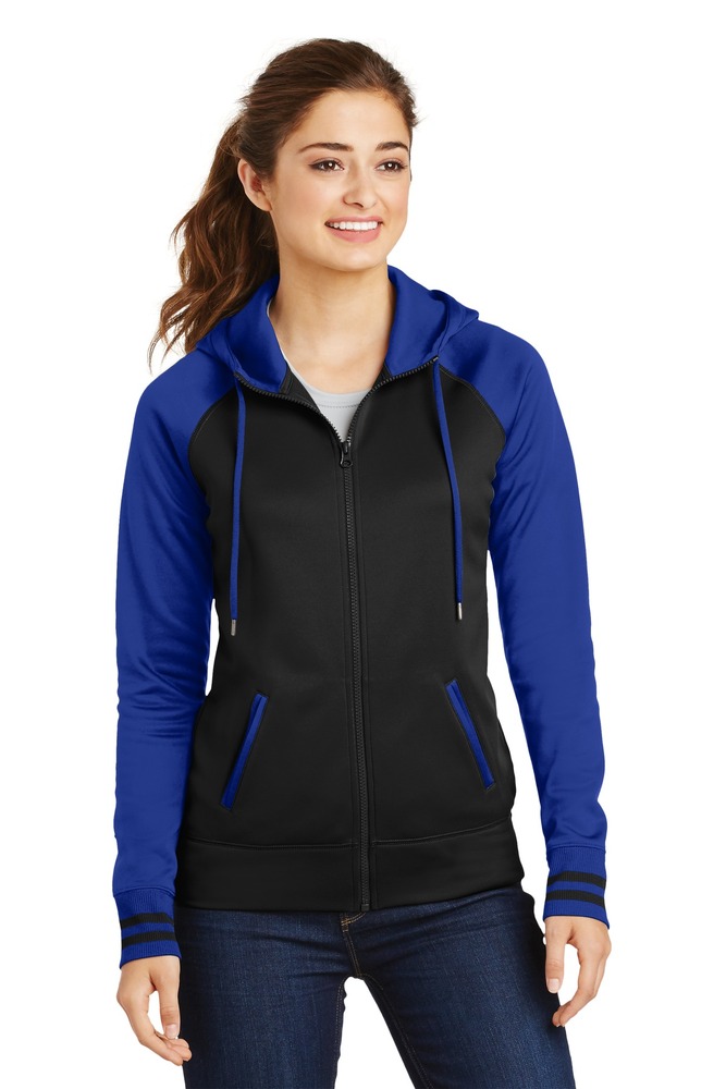 Sport-Tek LST236 Ladies Sport-Wick ® Varsity Fleece Full-Zip Hooded Jacket Front Fullsize"