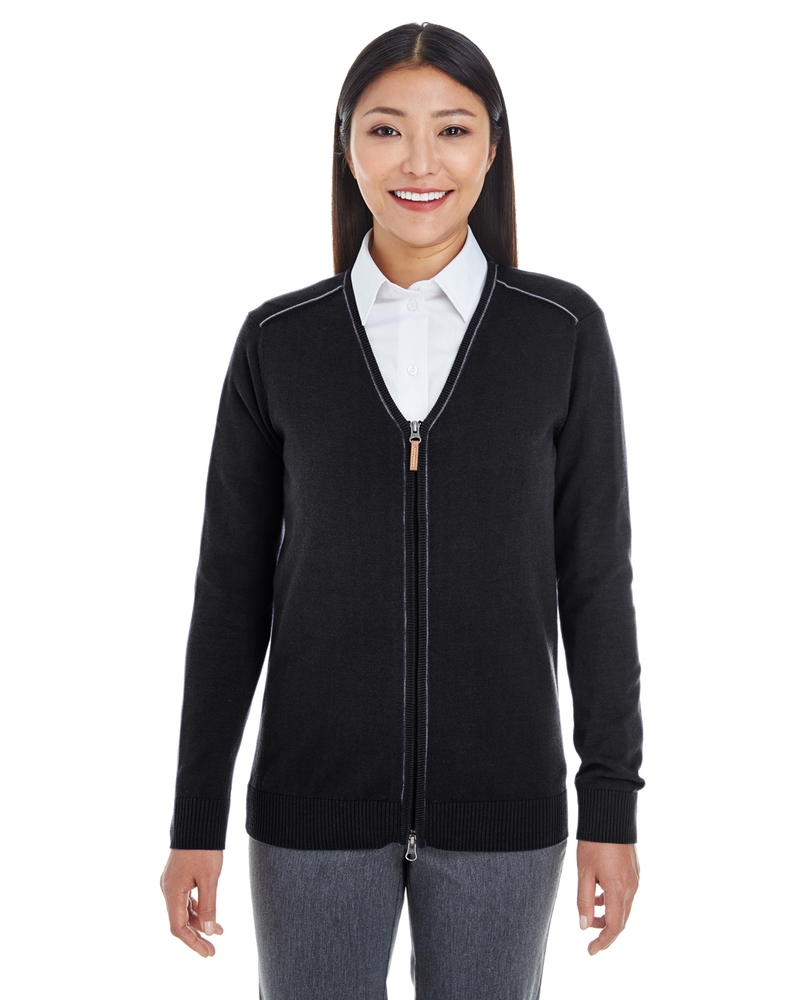 Devon & Jones DG478W Ladies' Manchester Fully-Fashioned Full-Zip Cardigan Sweater Front Fullsize"