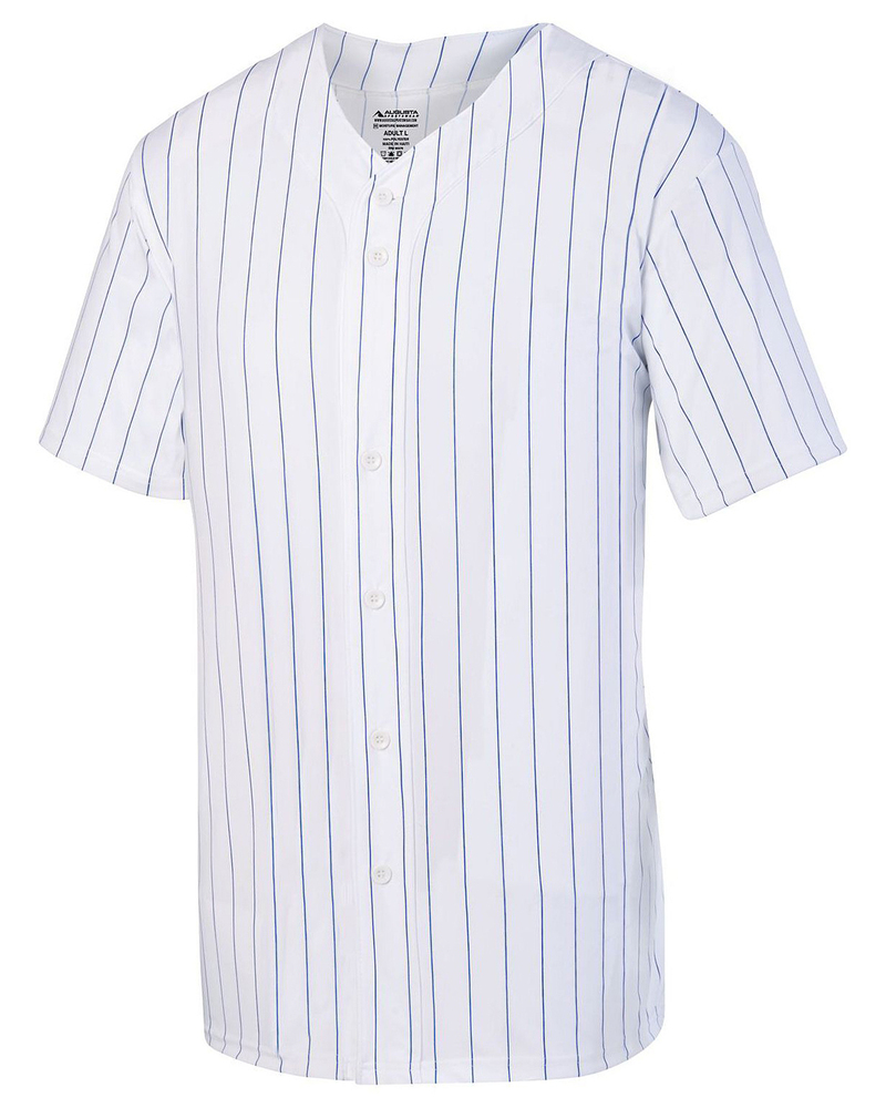 augusta sportswear 1685 unisex pin stripe full button baseball jersey Front Fullsize