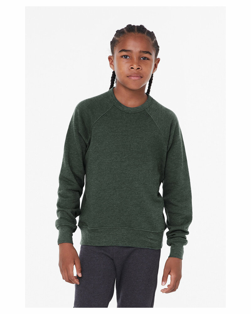 Bella + Canvas 3901Y Youth Sponge Fleece Raglan Sweatshirt Front Fullsize"