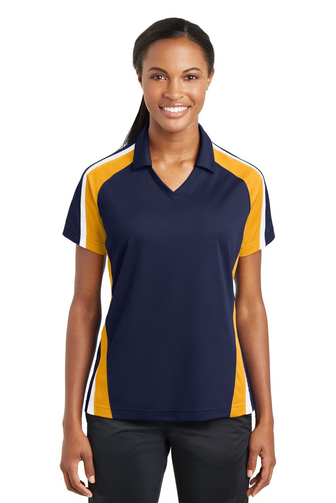 Sport-Tek LST654 Ladies Tricolor Micropique Sport-Wick ® Polo Front Fullsize"