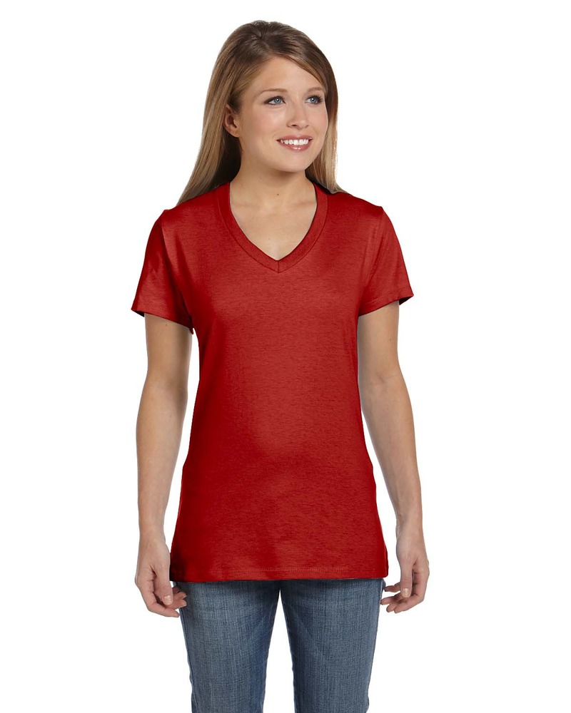 Hanes S04V Ladies' Perfect-T V-Neck T-Shirt Front Fullsize"