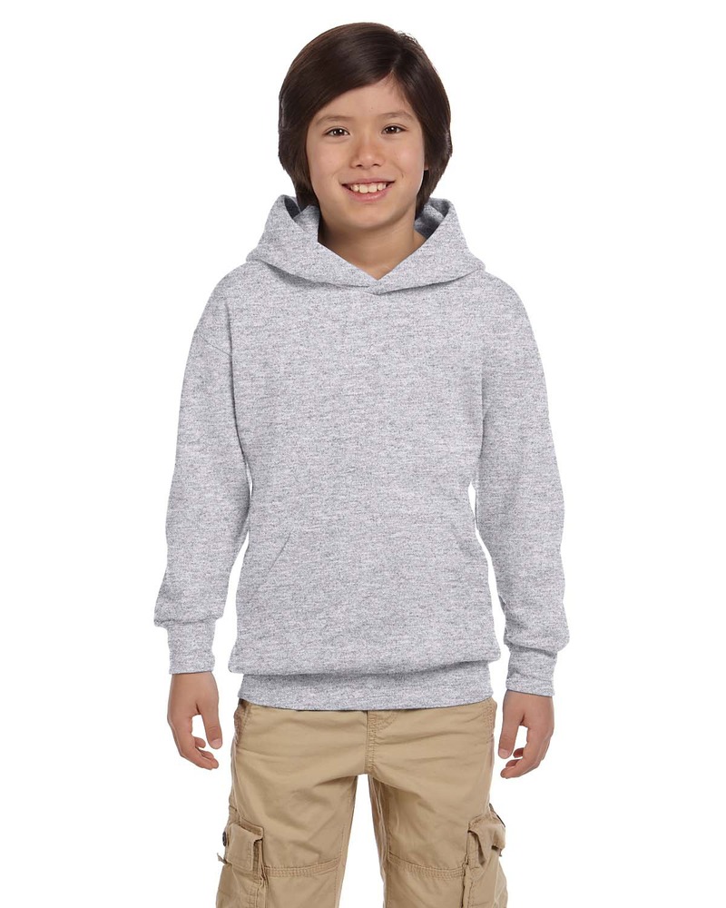 Hanes P473 Youth 7.8 oz. EcoSmart® 50/50 Pullover Hooded Sweatshirt Front Fullsize"