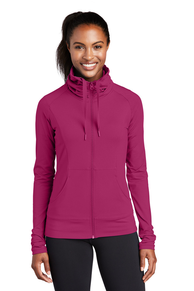 sport-tek lst852 ladies sport-wick ® stretch full-zip jacket Front Fullsize