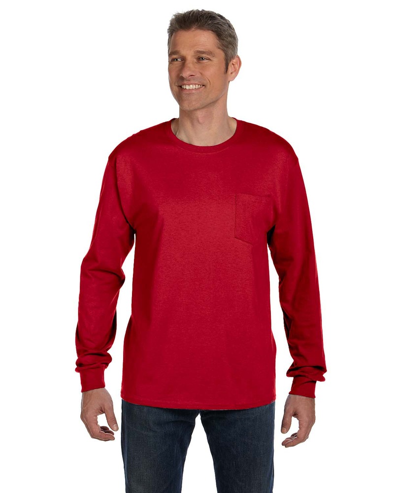 Hanes 5596 Men's 6.1 oz. Authentic-T ® Long-Sleeve Pocket T-Shirt Front Fullsize"