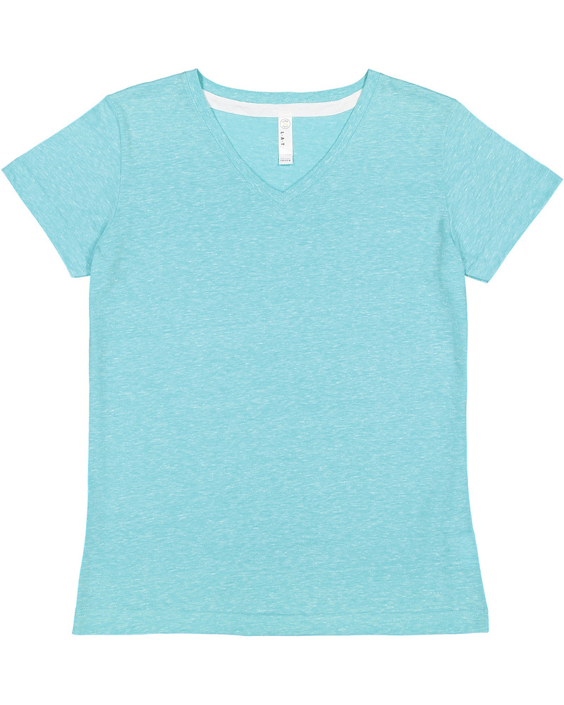 lat 3591 ladies' v-neck harborside melange jersey t-shirt Front Fullsize