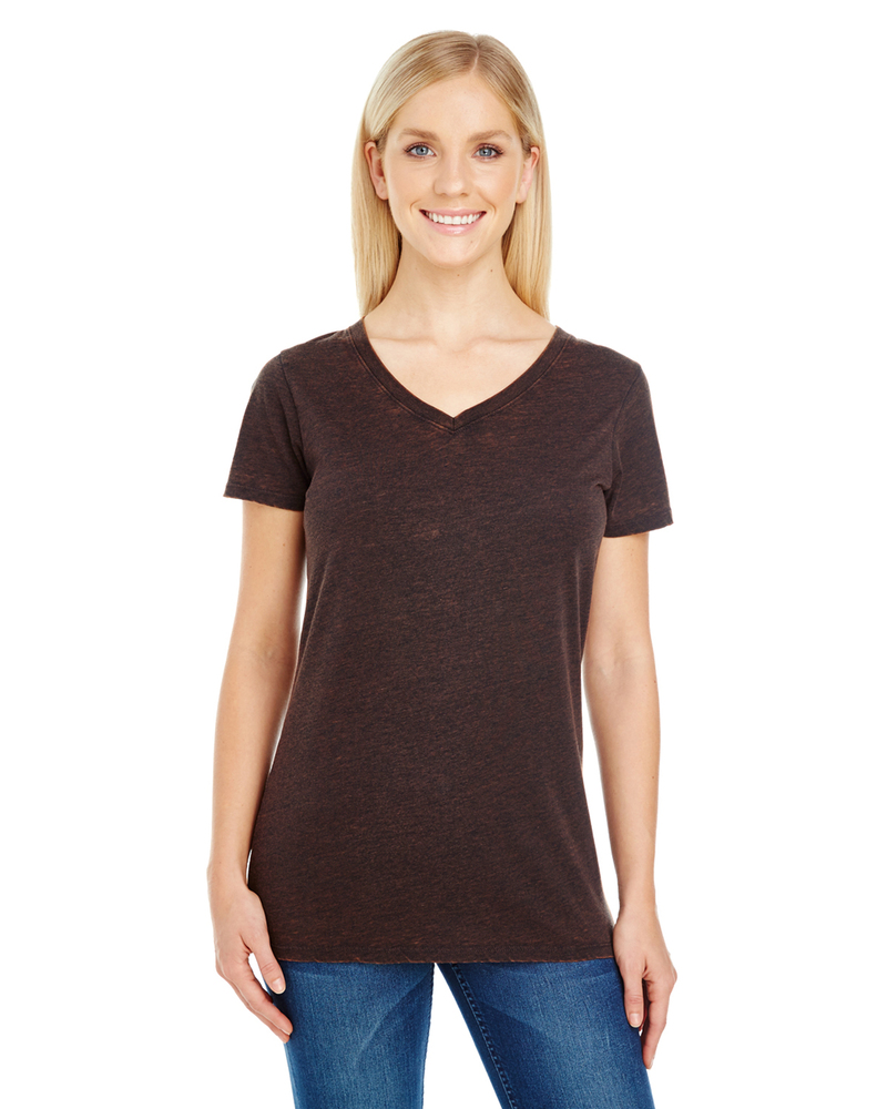 threadfast apparel 215b ladies' cross dye short-sleeve v-neck t-shirt Front Fullsize