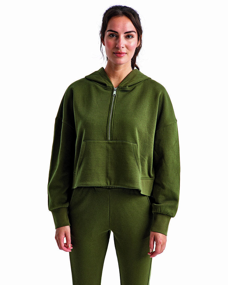 TriDri TD077 Ladies' Alice Half-Zip Hooded Sweatshirt Front Fullsize"