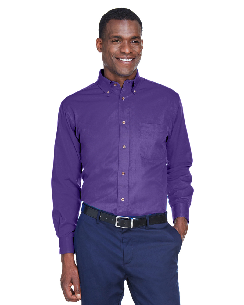 Harriton M500 Men's Easy Blend™ Long-Sleeve Twill Shirt with Stain-Release Front Fullsize"
