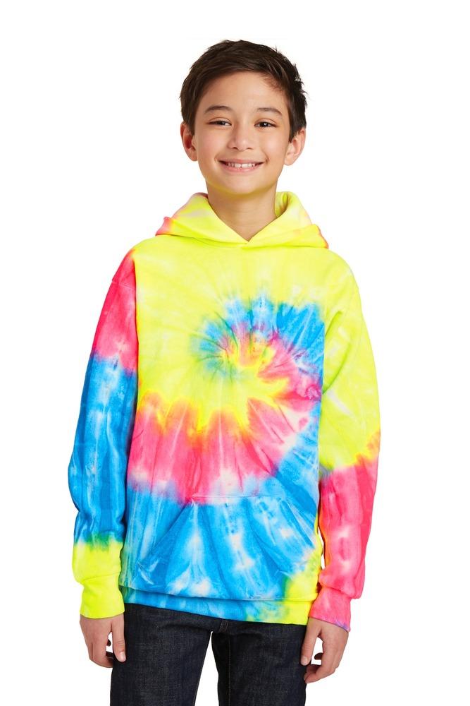 port & company pc146y youth tie-dye pullover hooded sweatshirt Front Fullsize