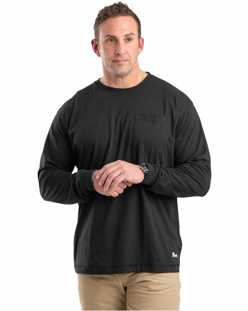 berne bsm39 unisex performance long-sleeve pocket t-shirt Front Fullsize