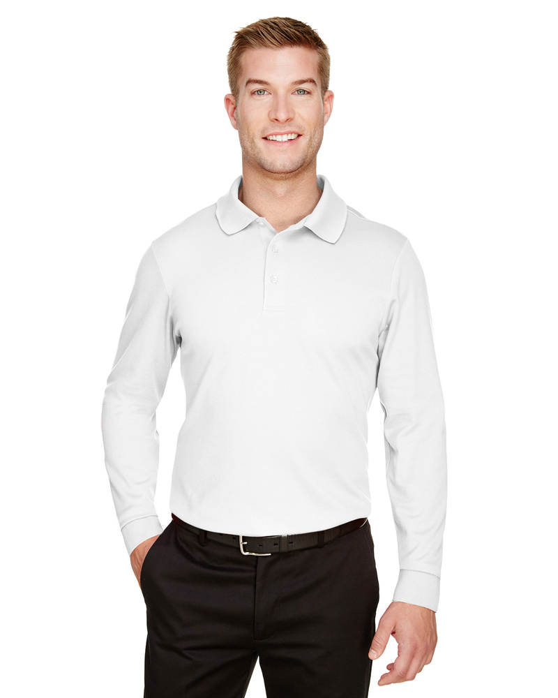 Devon & Jones DG20L CrownLux Performance™ Men's Plaited Long Sleeve Polo Front Fullsize"