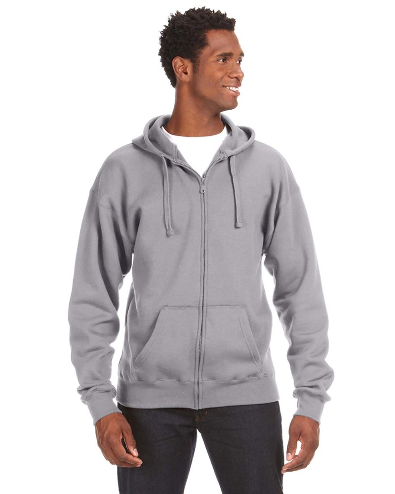 j america ja8821 adult premium full-zip fleece hood Front Fullsize