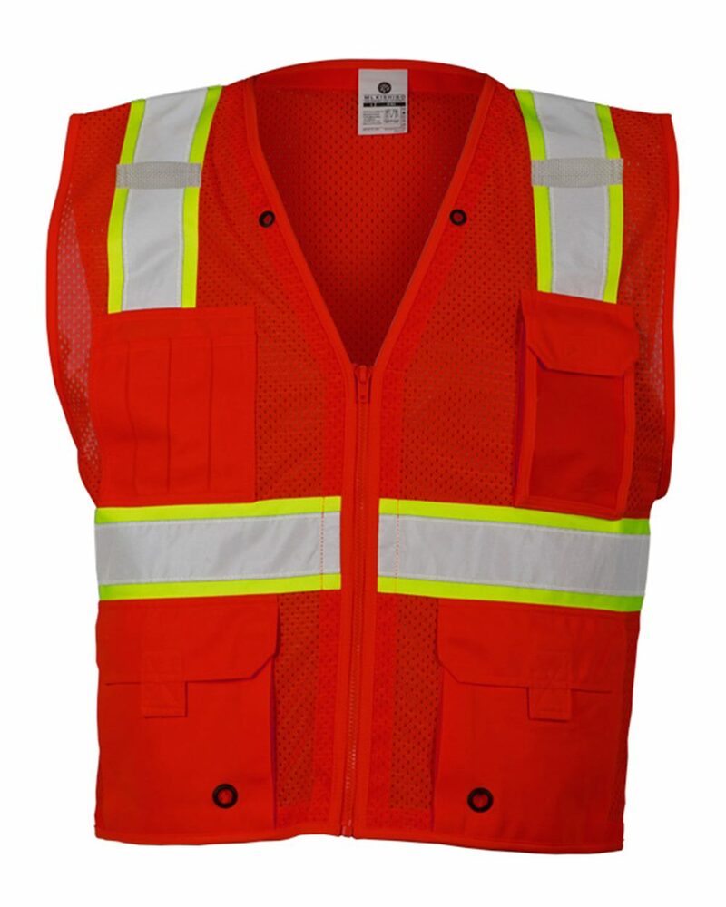 Kishigo B100-107 Mesh Enhanced Visibility Multi-Pocket Vest Front Fullsize"