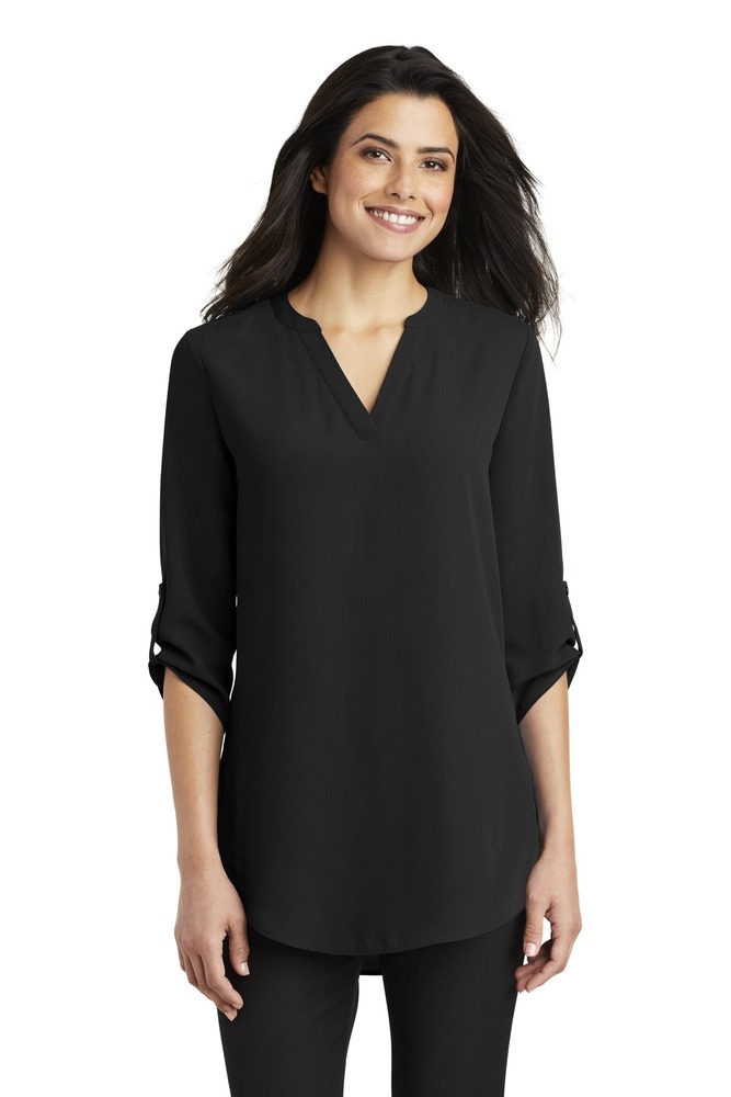 port authority lw701 ladies 3/4-sleeve tunic blouse Front Fullsize