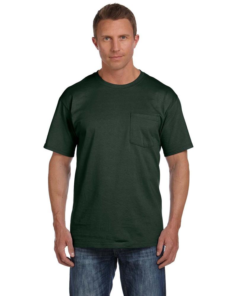 fruit of the loom 3931p adult 5 oz. hd cotton™ pocket t-shirt Front Fullsize