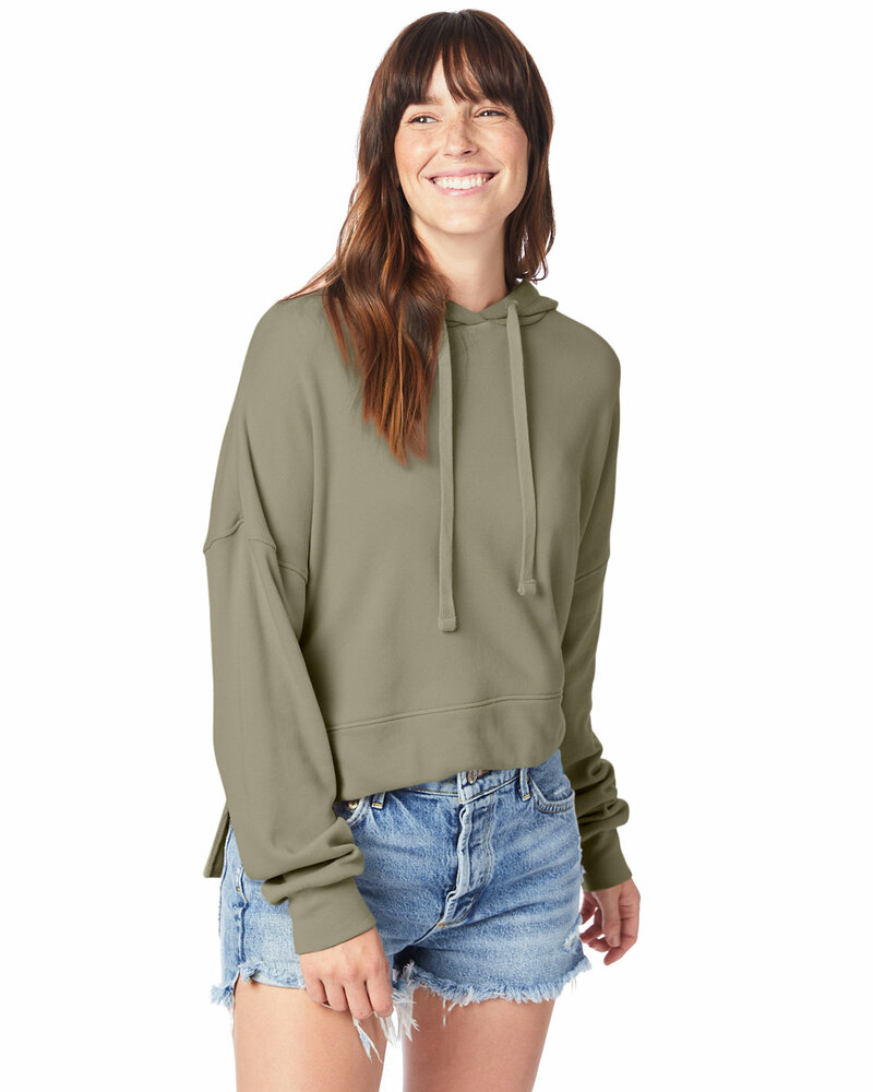 alternative a9906zt ladies' washed terry studio hooded sweatshirt Front Fullsize