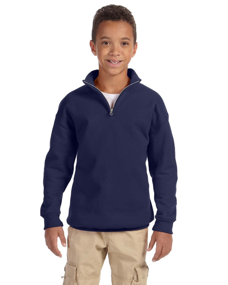 Jerzees 995Y Youth NuBlend ® 1/4-Zip Cadet Collar Sweatshirt Front Fullsize"