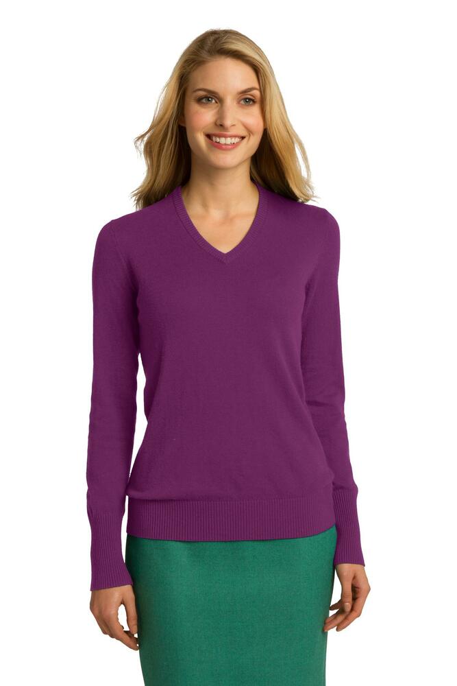 Port Authority LSW285 Ladies V-Neck Sweater Front Fullsize"