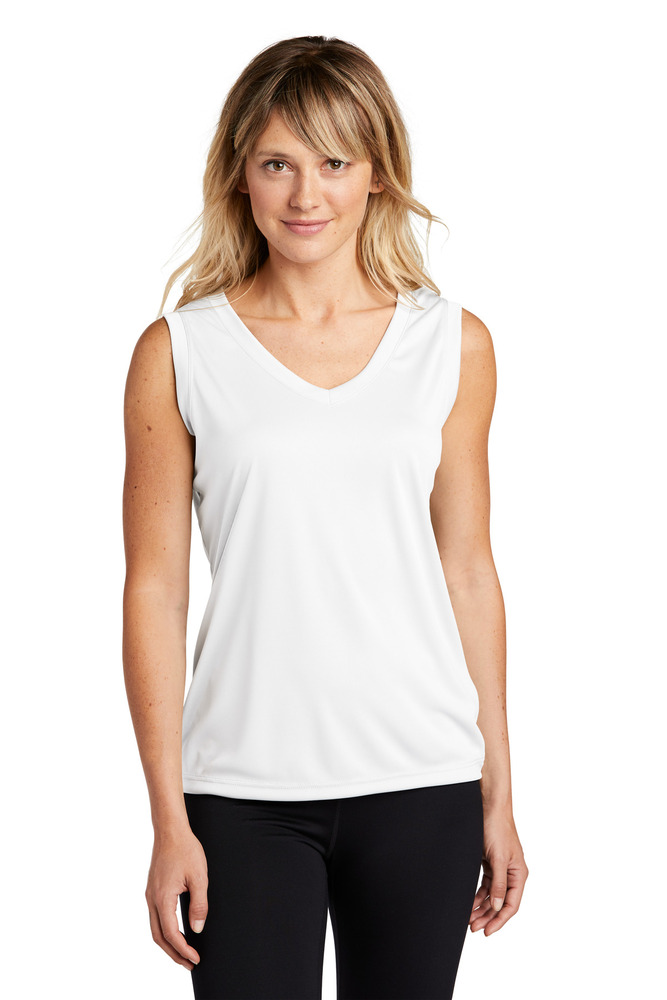 sport-tek lst352 women's sleeveless posicharge ® competitor™ v-neck tee Front Fullsize
