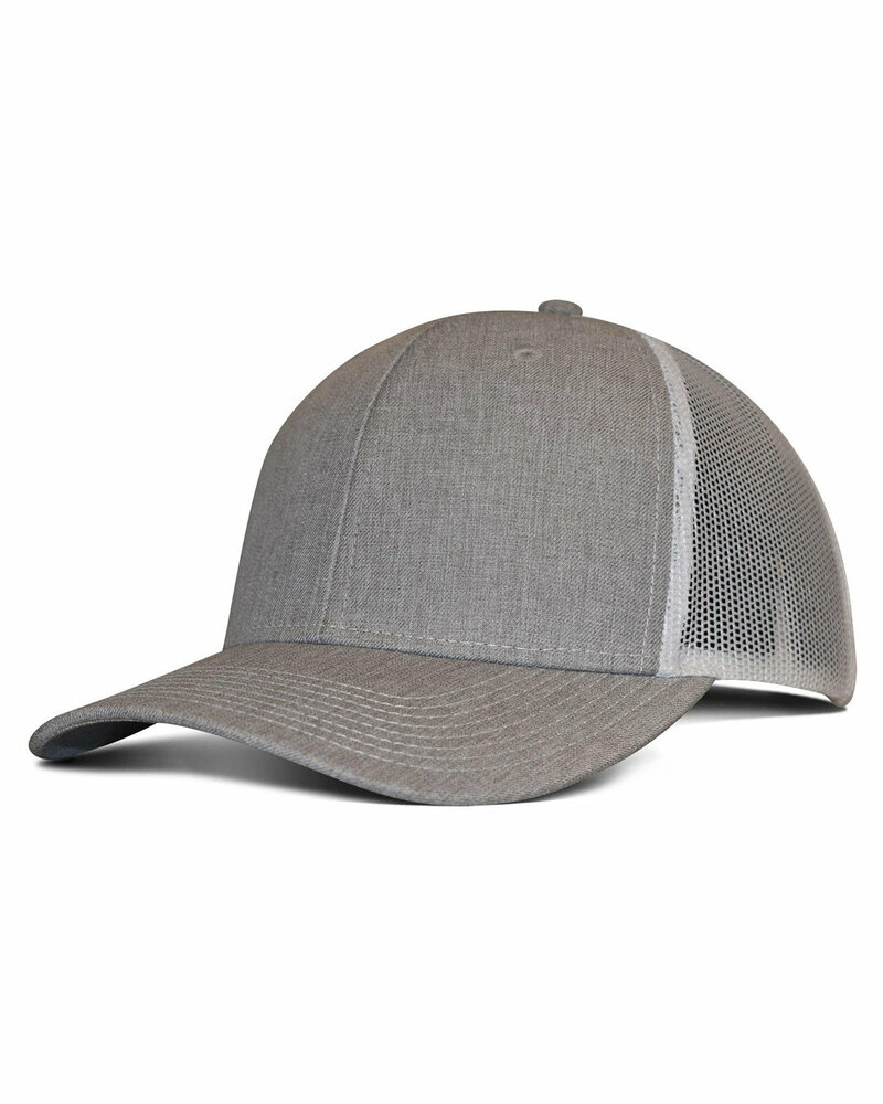 fahrenheit ff211 heathered cotton polyester trucker hat Front Fullsize