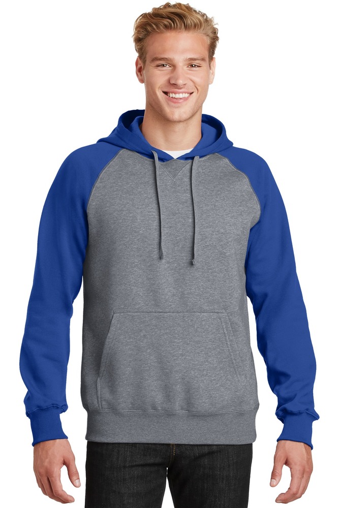 sport-tek st267 raglan colorblock pullover hooded sweatshirt Front Fullsize