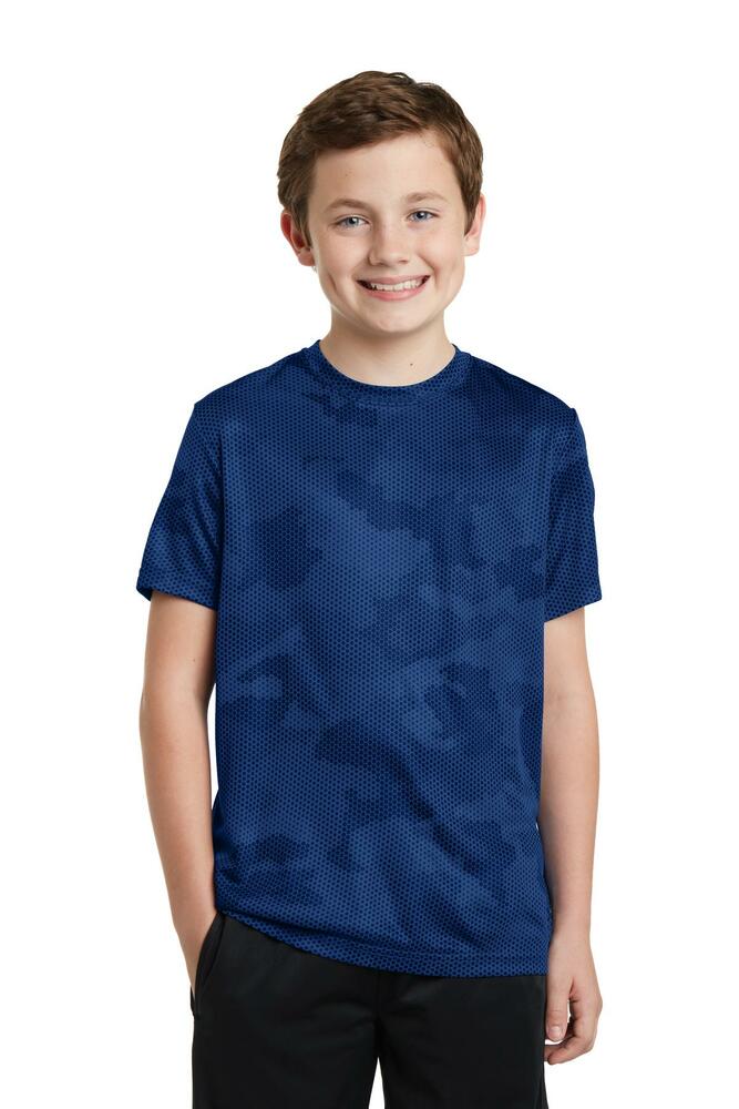 Sport-Tek YST370 Youth CamoHex Tee Front Fullsize"