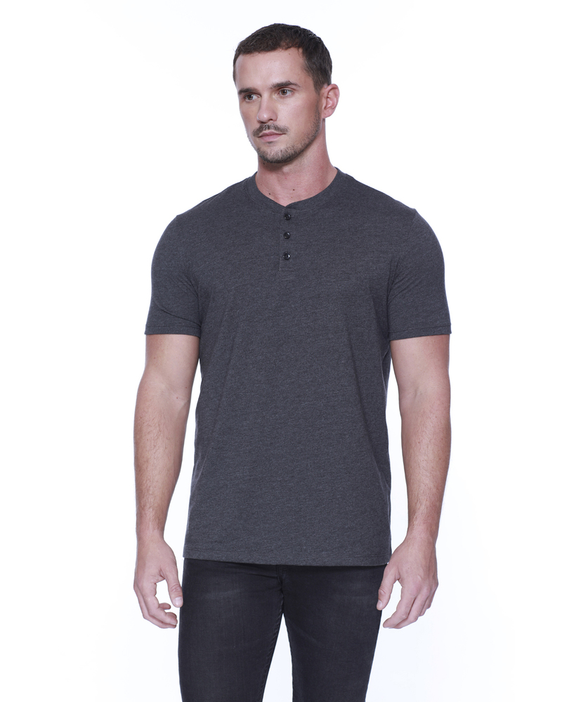 startee st2460 men's tri-blend henley Front Fullsize