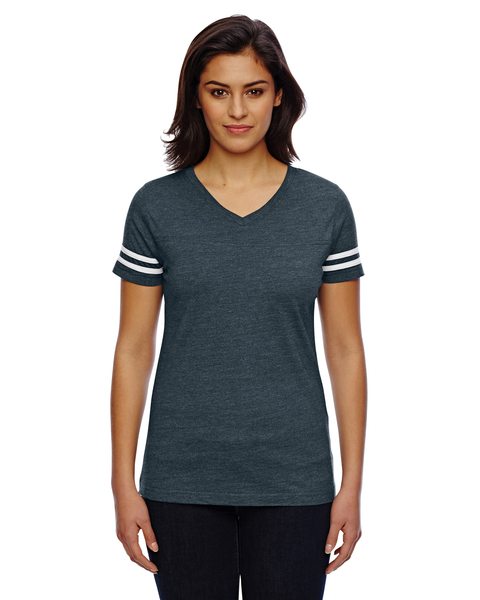 LAT 3537 Women's Football V-Neck Fine Jersey Tee